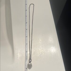 Silver 925 diamond and ruby toggle heart Pendant Necklace